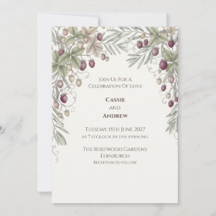  Strawberry & Olive Botanical Invitation