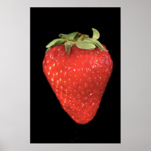 Strawberry on Black Photo Poster