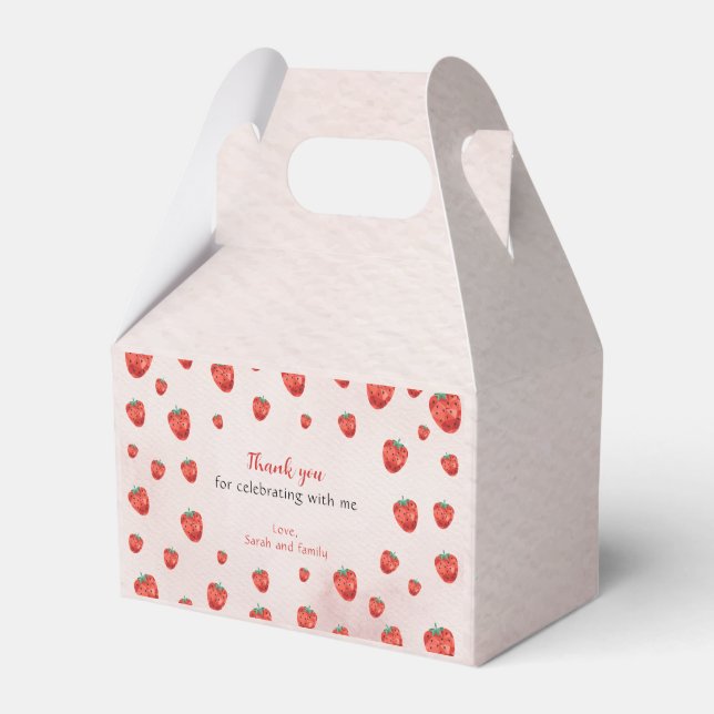 Strawberry One Birthday  Favor Box (Front Side)