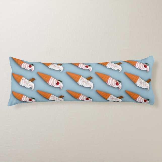 Strawberry or Vanilla? Blue Body Pillow (Front)