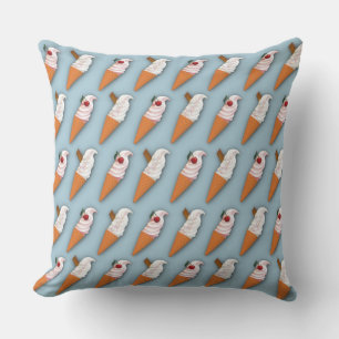 Strawberry or Vanilla? Blue Outdoor Pillow