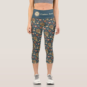 Strawberry Paisley Pattern Capri Leggings