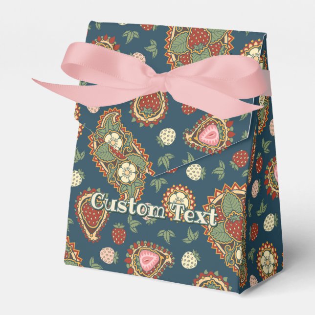 Strawberry Paisley Pattern Favour Box (Front Side)