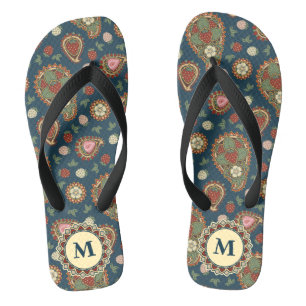 Strawberry Paisley Pattern Flip Flops