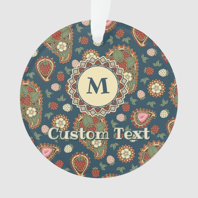 Strawberry Paisley Pattern Ornament (Front)
