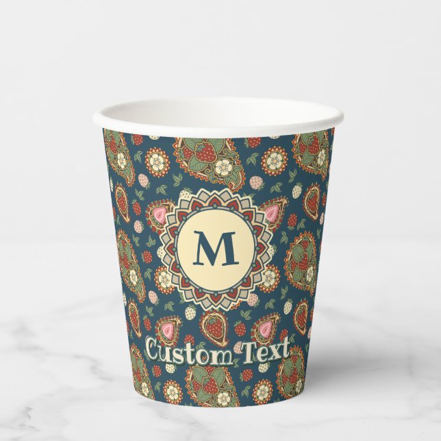 Strawberry Paisley Pattern Paper Cups (Front)