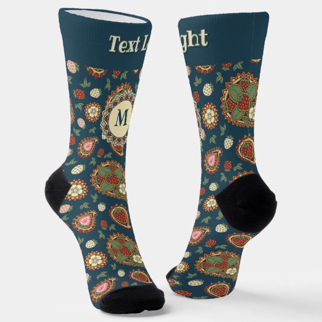 Strawberry Paisley Pattern Socks (Angled)