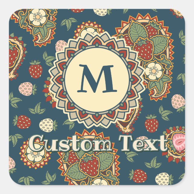 Strawberry Paisley Pattern Sticker (Front)