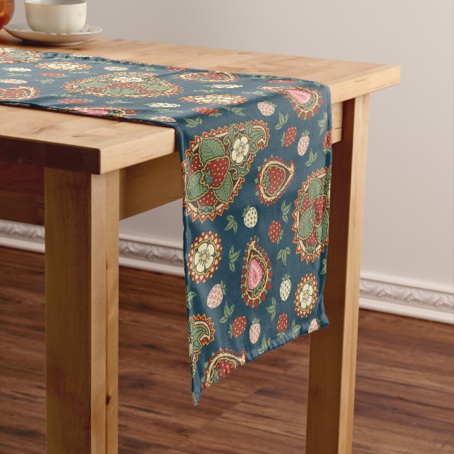 Strawberry Paisley Pattern Table Runner (In Situ)