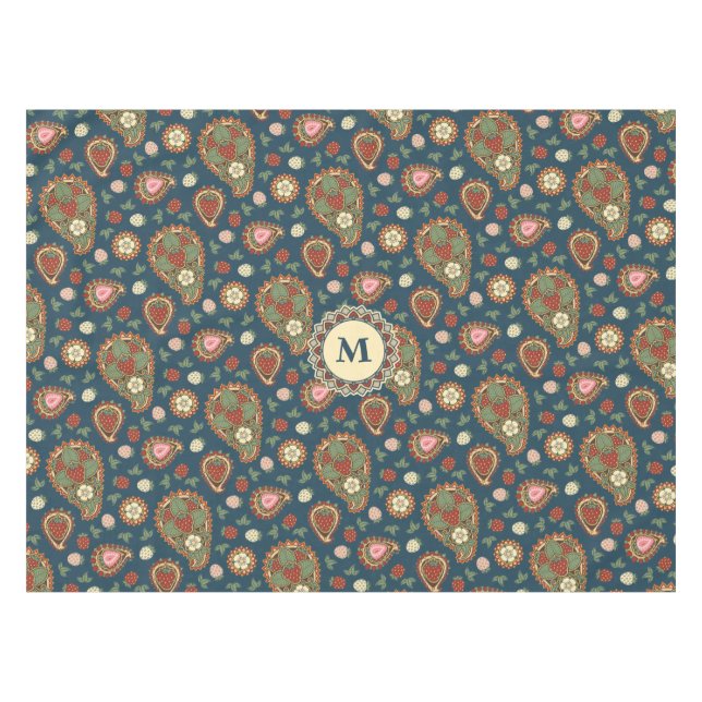 Strawberry Paisley Pattern Tablecloth (Front (Horizontal))