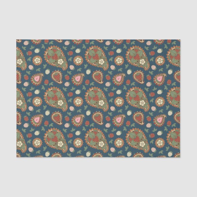 Strawberry Paisley Pattern Tissue Paper (Front)
