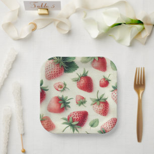 Strawberry Pancakes Stack Bridal Brunch Shower Paper Plate