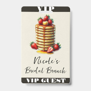 Strawberry Pancakes Stack Bridal Brunch VIP Pass Badge
