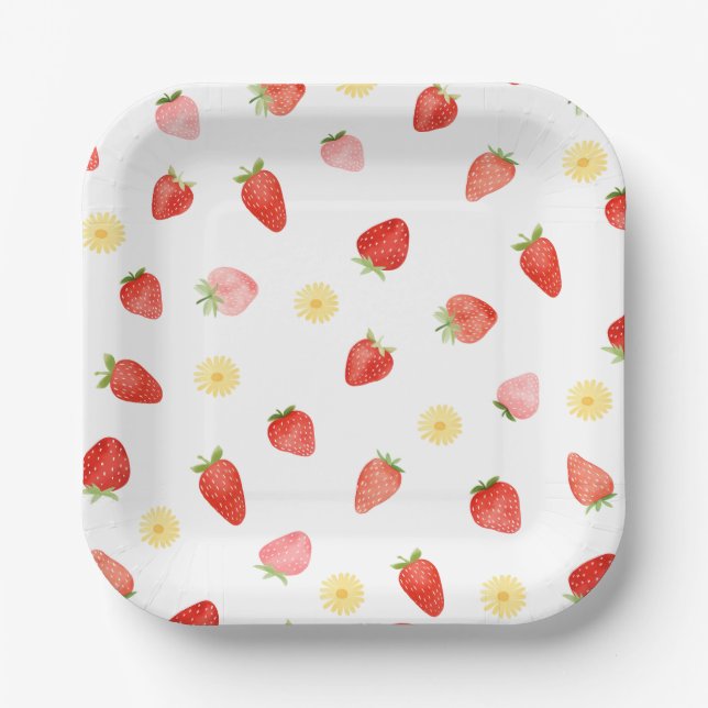 Strawberry Party Paper Plates (Front)