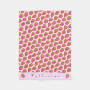 Strawberry Pastel Pink Fleece Blanket