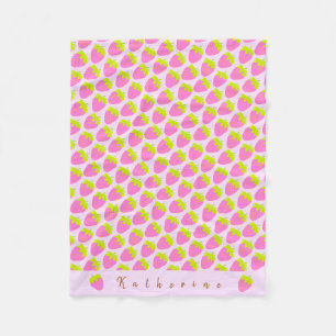 Strawberry Pastel Pink Fleece Blanket