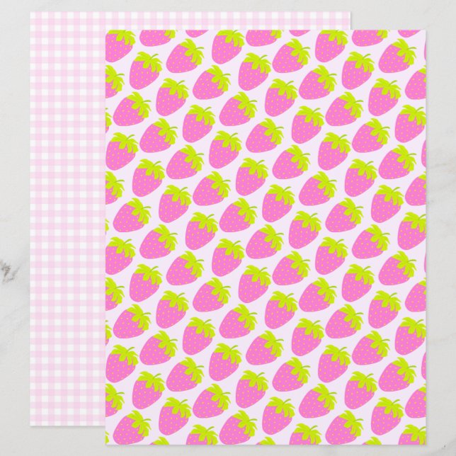 Strawberry Pastel Pink Gingham (Front/Back)