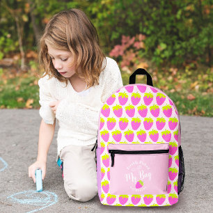 Strawberry Pastel Pink Printed Backpack