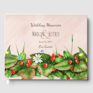 Strawberry patch and wildflowers wedding memories guest book