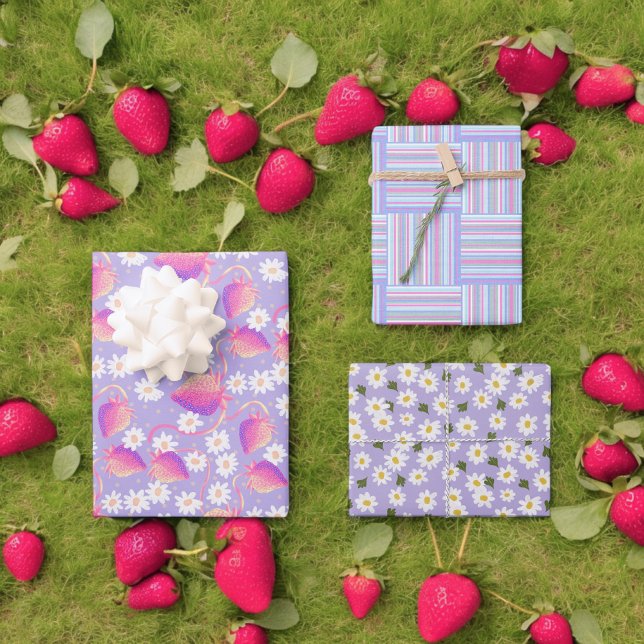 Strawberry Patch Psychedelic  Wrapping Paper Sheet (Creator Uploaded)