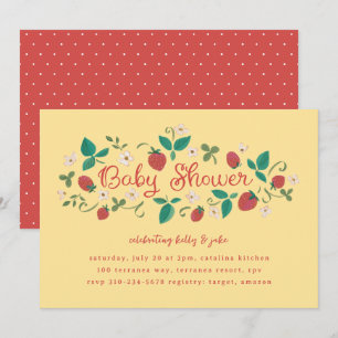 Strawberry Patch Sunshine Yellow Baby Shower Invitation
