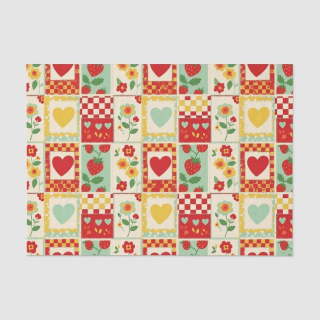 Strawberry Patchwork Picnic (1) Tissue Paper (Front)