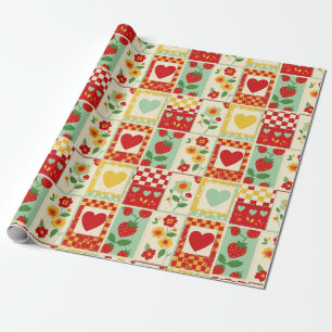 Strawberry Patchwork Picnic (1) Wrapping Paper