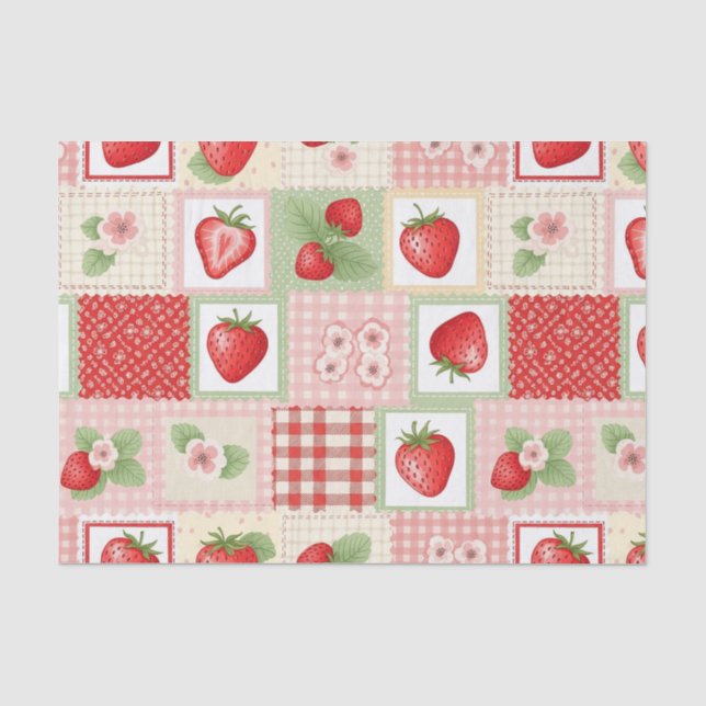 Strawberry Patchwork Picnic (3) Tissue Paper (Front)
