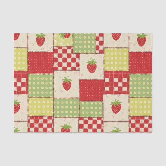 Strawberry Patchwork Picnic (5) Tissue Paper (Front)
