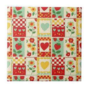 Strawberry Patchwork Picnic Tile