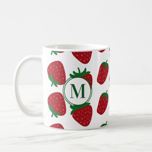 Strawberry Patten Initial Mug (Left)