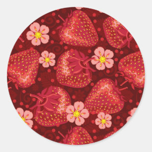 Strawberry Pattern 2 2 Classic Round Sticker