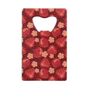 Strawberry Pattern 2 2 Credit Card Bottle Opener