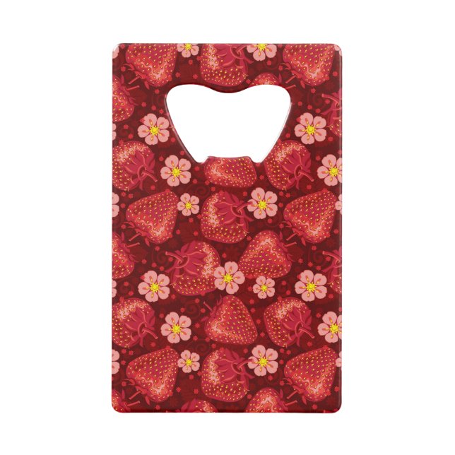Strawberry Pattern 2 2 Credit Card Bottle Opener (Front)