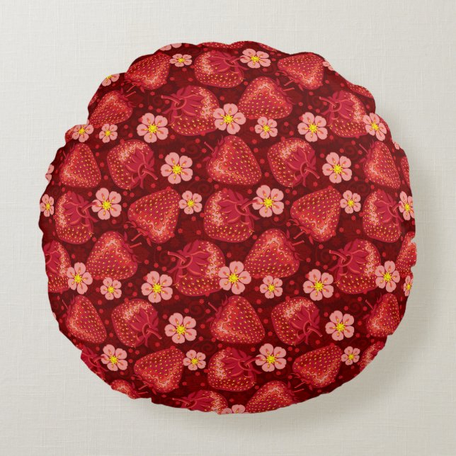 Strawberry Pattern 2 2 Round Pillow (Front)