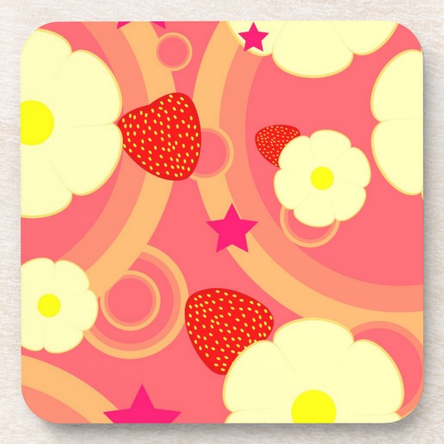 Strawberry Pattern 2 Coaster (Front)