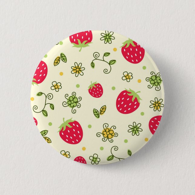 Strawberry pattern 2 inch round button (Front)