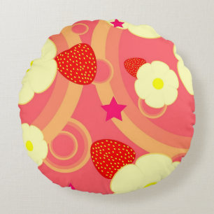 Strawberry Pattern 2 Round Pillow