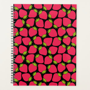 Strawberry Pattern, Aesthetic Cute Coral Planner
