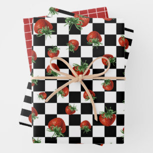 Strawberry Pattern Baby Shower  Wrapping Paper Sheet