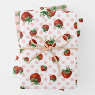Strawberry Pattern Baby Shower  Wrapping Paper Sheet