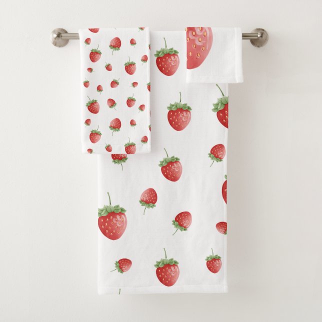 Strawberry Pattern Bath Towel Set (Insitu)