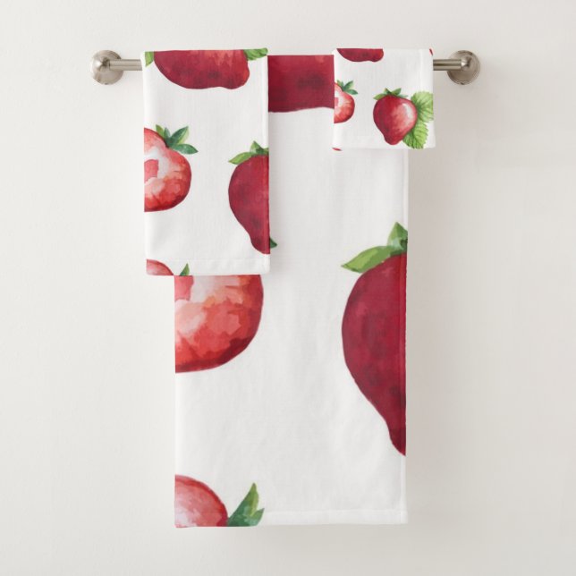 Strawberry pattern bath towel set (Insitu)