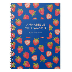 Strawberry Pattern blue Notebook