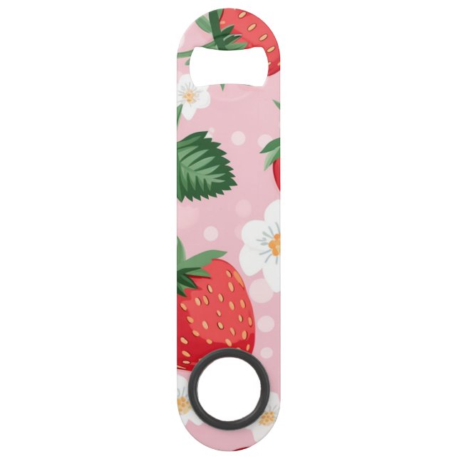 Strawberry Pattern Bottle Opener Keychain Bar Key (Back)