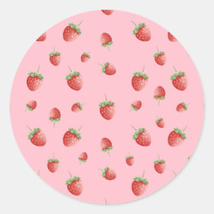 Strawberry Pattern Classic Round Sticker