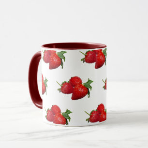 Strawberry Pattern Coffee Mug Red Fruit Mug