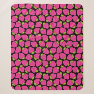 Strawberry Pattern Cute Girly Pink Sherpa Blanket