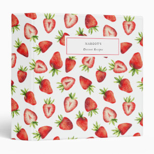 Strawberry Pattern Dessert Recipes Binder