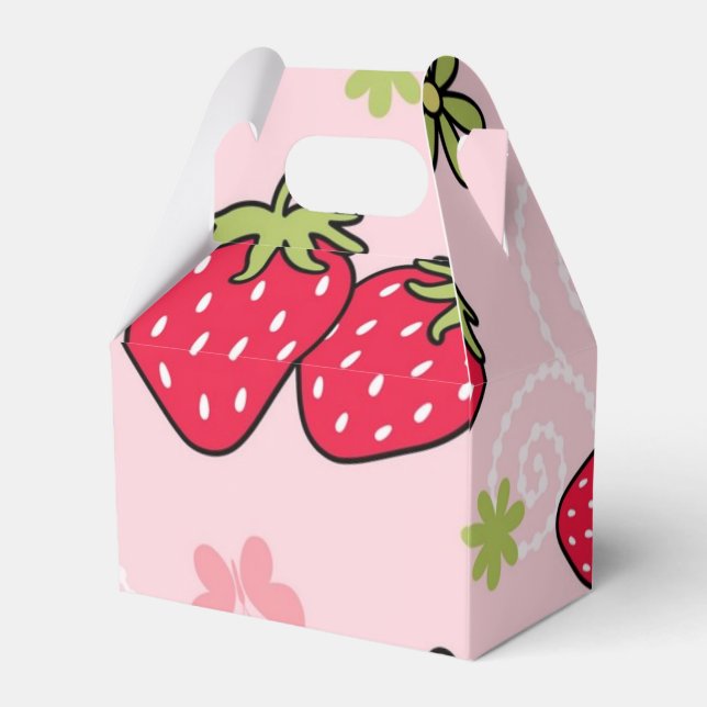 Strawberry pattern favor box (Front Side)
